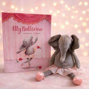 Jellycat Gray Elephant Ballerina Plush with Book